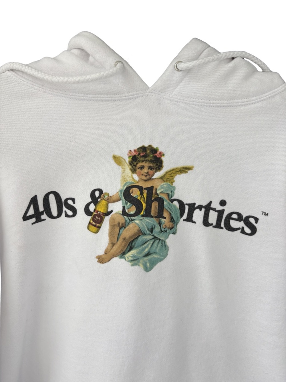 40’s & Shorties Men’s White Cherub Logo Hoodie Size M